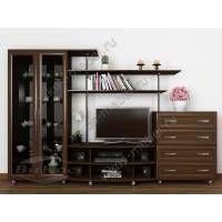 Стенка в гостиную в современном стиле «Лего» комплектация 6 венге