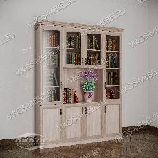 Широкий книжный шкаф шириной 130-140-150 см цвета шимо светлый