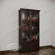Книжный шкаф со стеклянными дверями библиотека шириной 60-70-80 см цвета венге