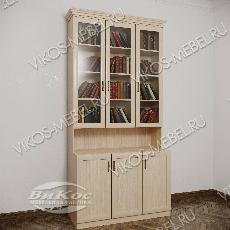 Широкий шкаф для книг шириной 90-100 см цвета молочный беленый дуб