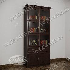 Книжный шкаф со стеклянными дверцами библиотека шириной 60-70-80 см цвета венге